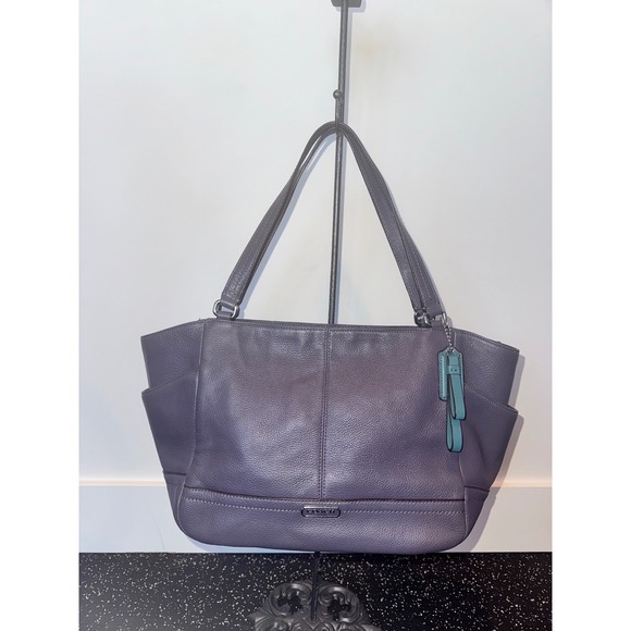 Coach Handbags - Coach Pebbled Leather Tote Bag Purple Zip Top Shoulder Bag F23284